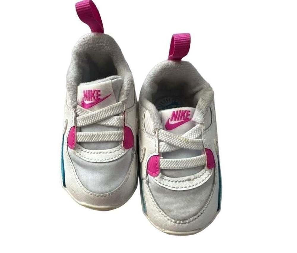 Nike Max 90 Crib (CB) Infants' Baby Shoes Football Grey-Summit White-Fire Pink